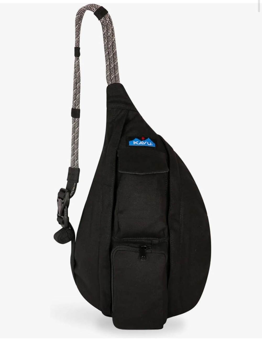 Kavu Mini Rope Bag Black Sling with Contrast Strap EUC